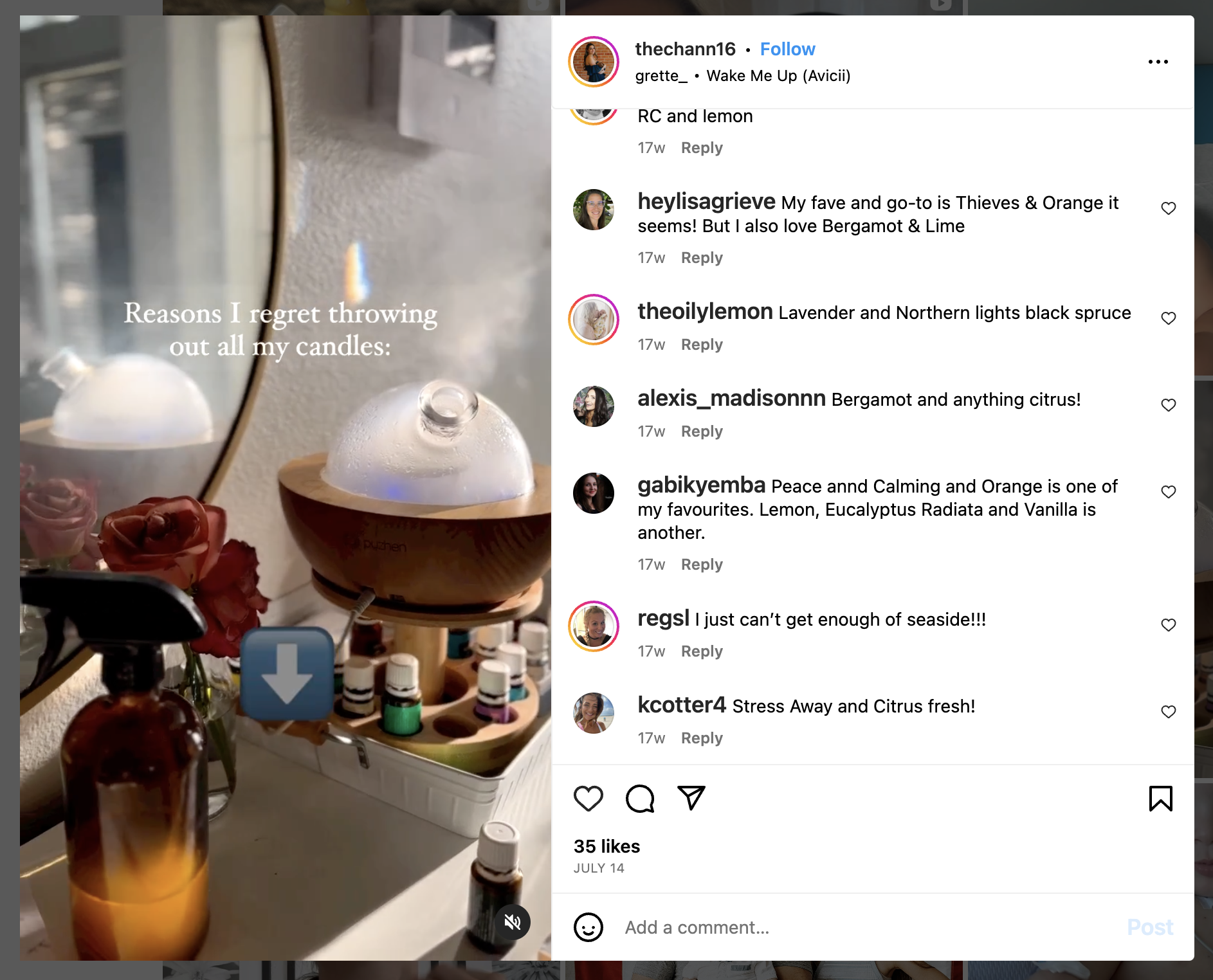 authentic influencer marketing example coming from thechann16 post